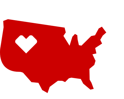 red map of United States with a CVS heart logo