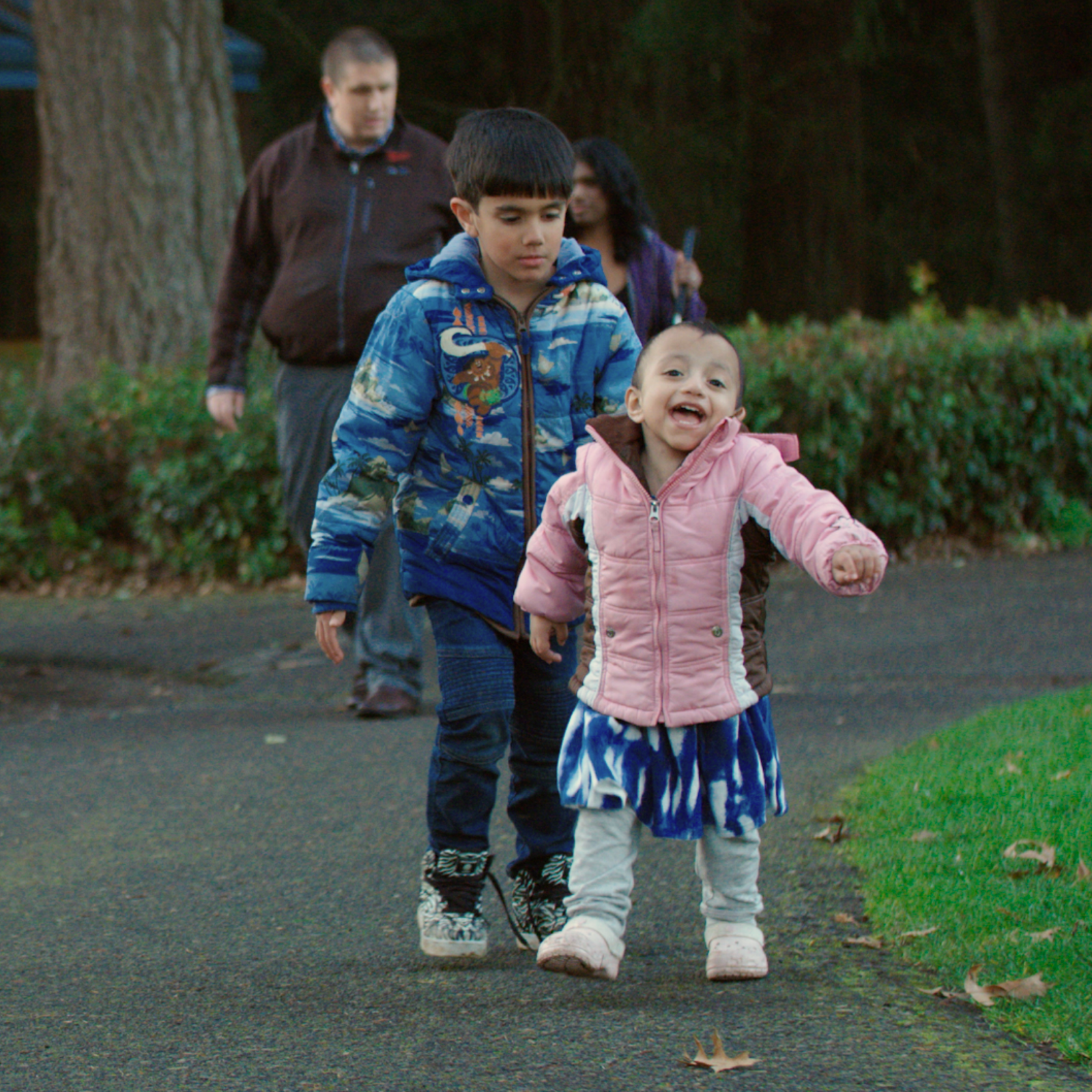 Kids walking in the park