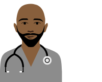 icon of African American doctor with a beard and stethescope