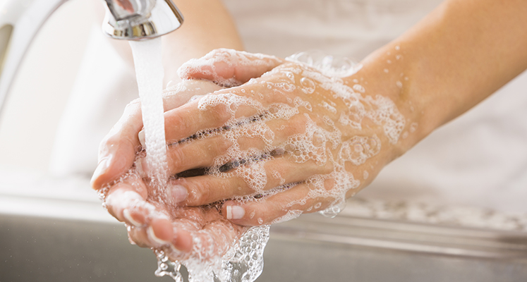Person washing hands