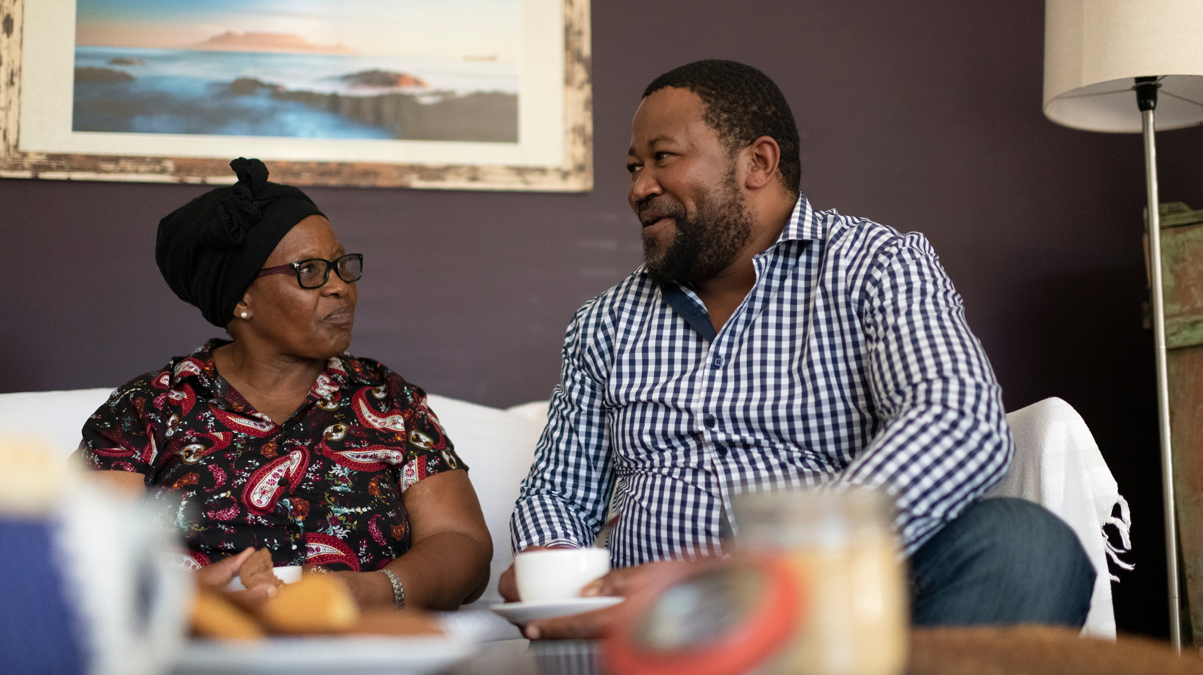 Man and woman having coffee